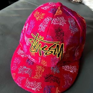 Stussy red graffiti fitted hat